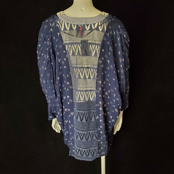 NWT Miss Me Blue & White Bohemian Lace Back Cardigan (S) - Picture 6 of 7